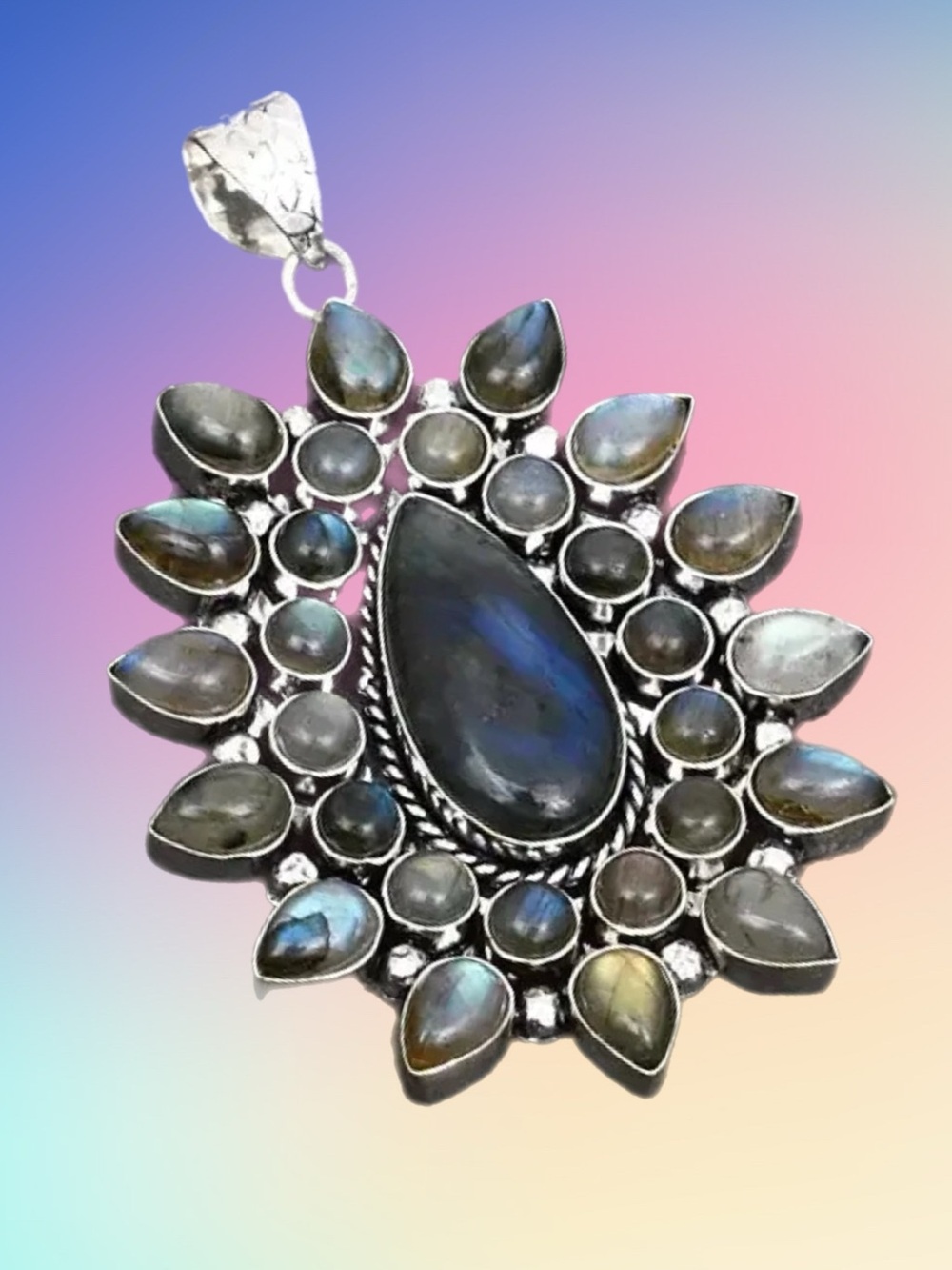 Massive Genuine, Top Quality Labradorite Pendant
See Video